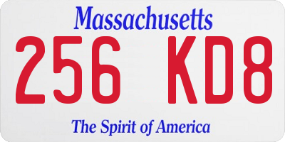 MA license plate 256KD8
