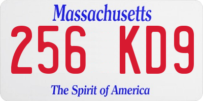 MA license plate 256KD9