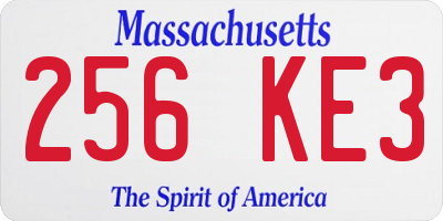MA license plate 256KE3