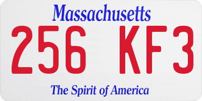 MA license plate 256KF3