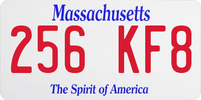 MA license plate 256KF8