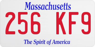 MA license plate 256KF9