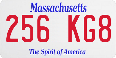MA license plate 256KG8