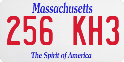 MA license plate 256KH3