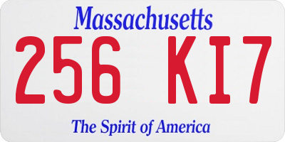 MA license plate 256KI7