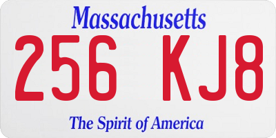 MA license plate 256KJ8
