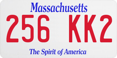 MA license plate 256KK2