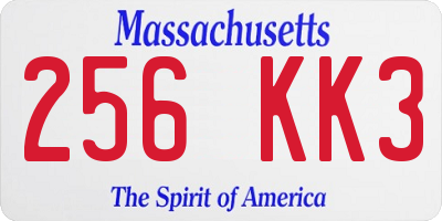 MA license plate 256KK3