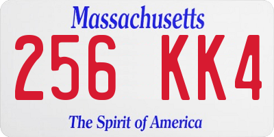 MA license plate 256KK4