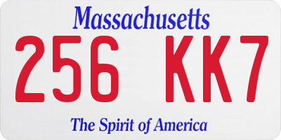 MA license plate 256KK7