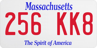 MA license plate 256KK8