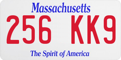 MA license plate 256KK9