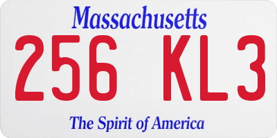 MA license plate 256KL3