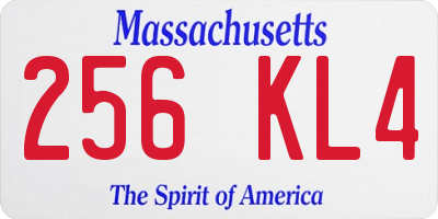 MA license plate 256KL4