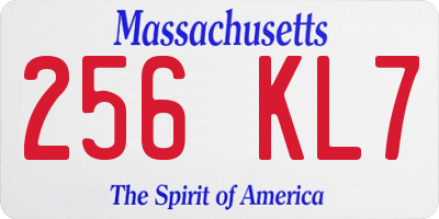 MA license plate 256KL7