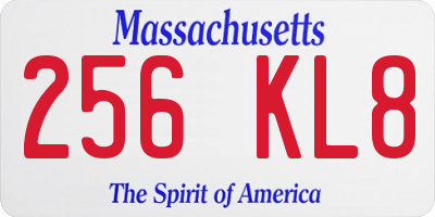 MA license plate 256KL8