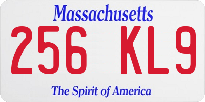 MA license plate 256KL9
