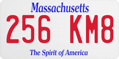 MA license plate 256KM8
