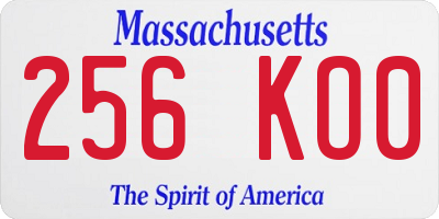 MA license plate 256KO0