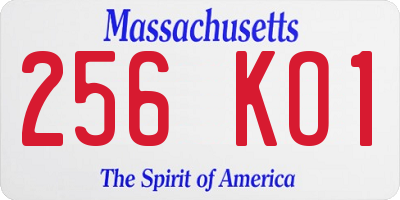 MA license plate 256KO1