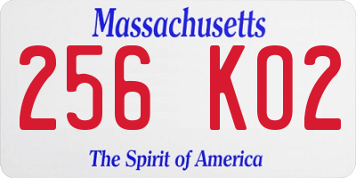 MA license plate 256KO2