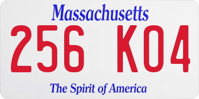 MA license plate 256KO4