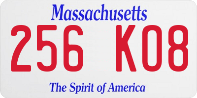 MA license plate 256KO8