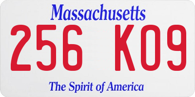 MA license plate 256KO9