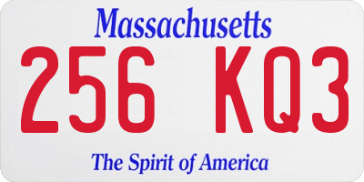 MA license plate 256KQ3