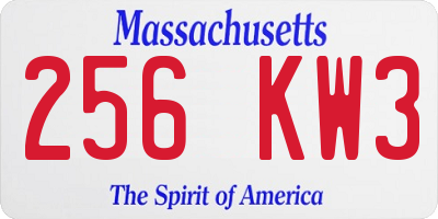 MA license plate 256KW3