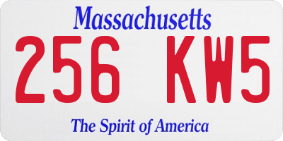 MA license plate 256KW5