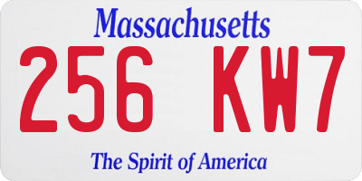 MA license plate 256KW7