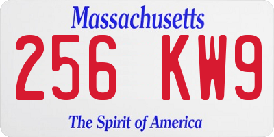 MA license plate 256KW9