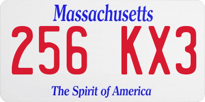 MA license plate 256KX3