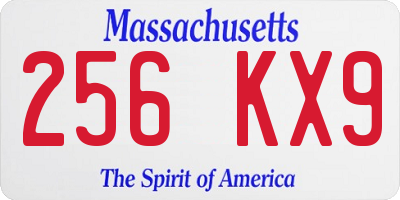 MA license plate 256KX9