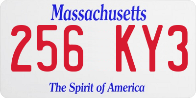 MA license plate 256KY3