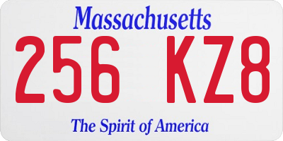 MA license plate 256KZ8