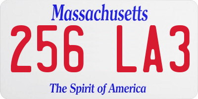 MA license plate 256LA3