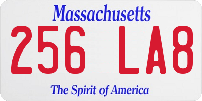 MA license plate 256LA8