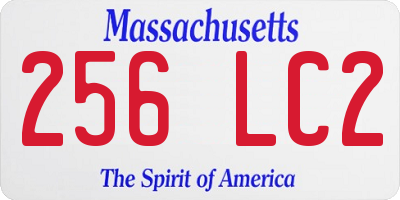 MA license plate 256LC2