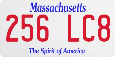 MA license plate 256LC8