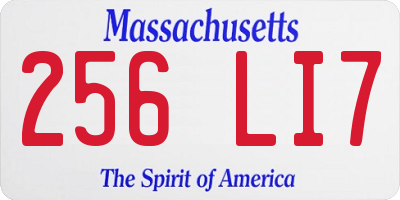 MA license plate 256LI7