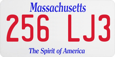 MA license plate 256LJ3