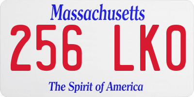MA license plate 256LK0
