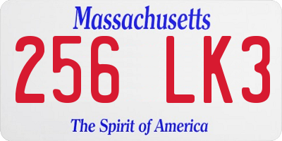 MA license plate 256LK3