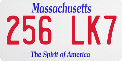 MA license plate 256LK7