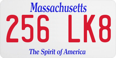 MA license plate 256LK8