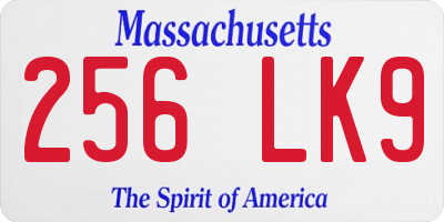 MA license plate 256LK9