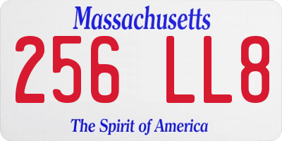 MA license plate 256LL8