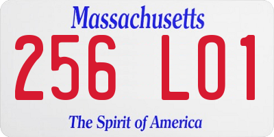 MA license plate 256LO1